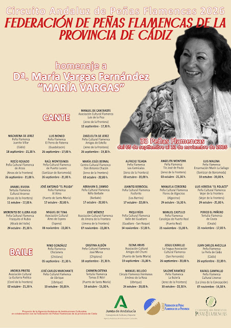 Circuito Andaluz de Peñas Flamencas 2026 · Diputación de Cádiz